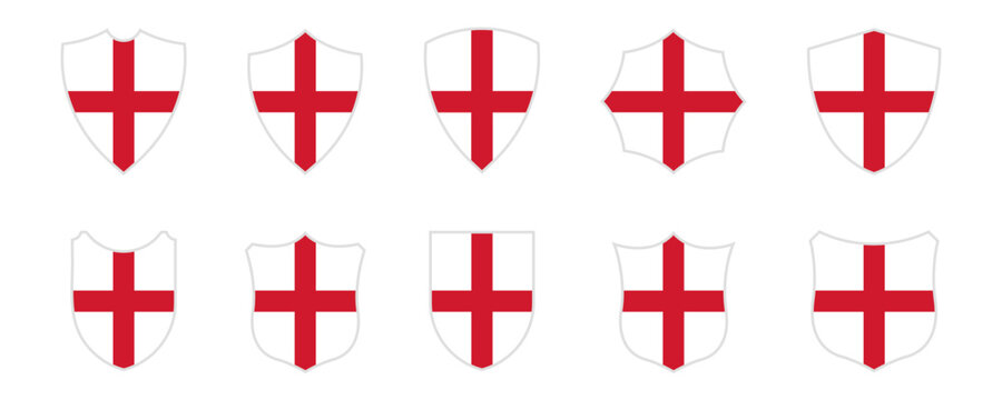 England Saint George's Cross shields set representing national identity and heraldry
