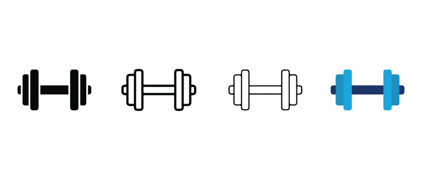 dumbbell icons for fitness and workout concepts  various line art and colored dumbbells for exercise and gym related designs