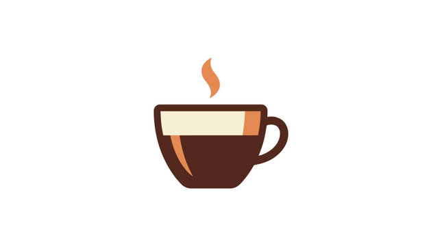 A simple flat vector illustration of a steaming cup of hot coffee