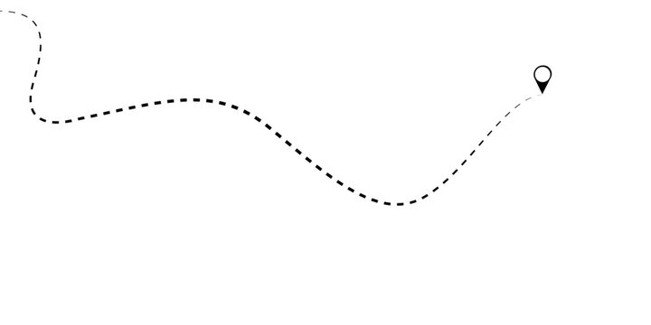 A dashed line and red X mark ink on the map. old pirate letter. Route location icon, two pin. dotted path line with red points. travel concept with path way. 