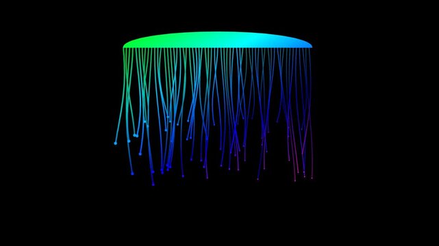Colorful Abstract Jellyfish with Vibrant Gradient Spectrum Animation on Dark Background