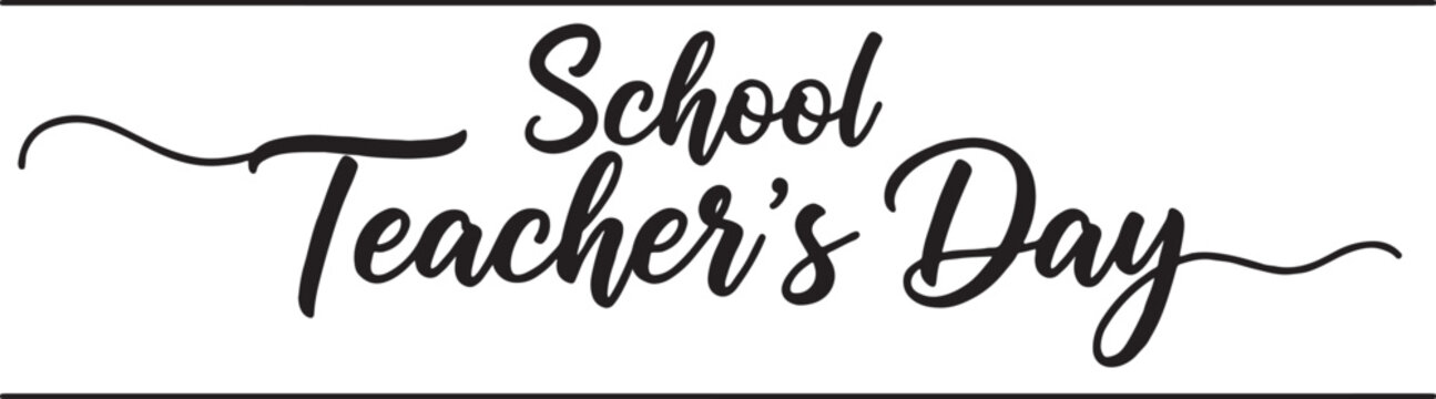 School teacher's day decorative calligraphy text with calligraphy typography celebration greeting education academic appreciation professional thankful lettering creative teaching