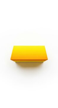 A bright yellow geometric trapezoid shape centered on a plain white background, with clean lines and distinct parallel horizontal top edges, angles, straight, outline