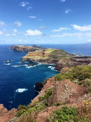 Fototapeta premium Dramatic coastal cliffs of Ponta de São Lourenço on Madeira Island, Portugal