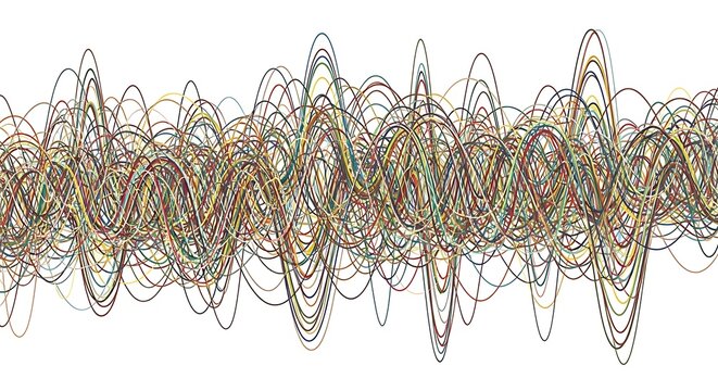 Colorful Abstract Wave Lines Intertwined on Minimal White Background