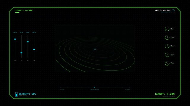 Motion Capture of Advanced Radar Screen with Dynamic Data Visualization for Technology Analysis.