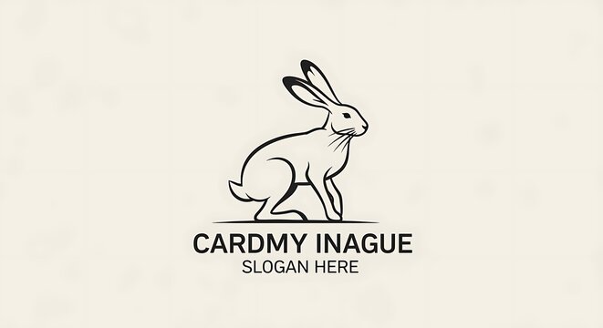Minimal Black Rabbit Logo Mark Centered on Beige Background