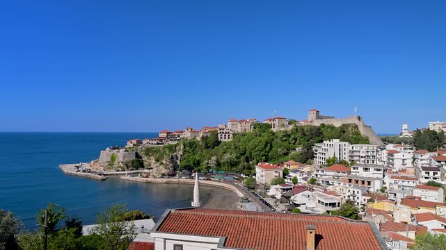 Scenic cityscape of Ulcinj Old Town, Montenegro coast