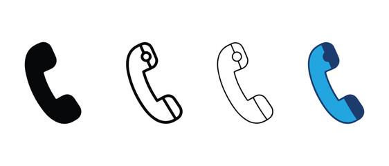 Fototapeta premium Phone receiver icons in different styles and colors on white background for communication and technology concepts phone icons