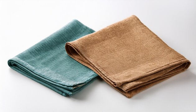 two fabric napkins on white background