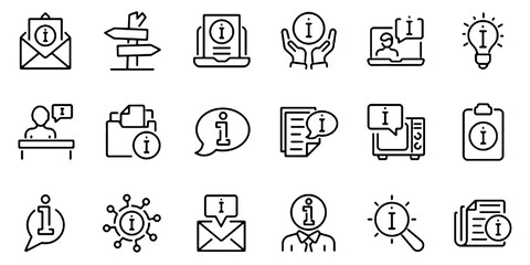 Fototapeta premium Information icon set. Linear icon collection. Editable stroke. Vector illustration.