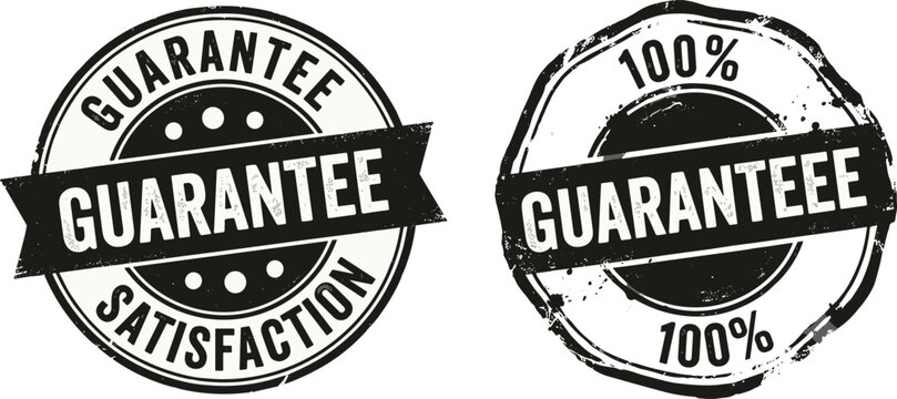 Vintage black and white 100 percent satisfaction guarantee rubber stamp vector badges