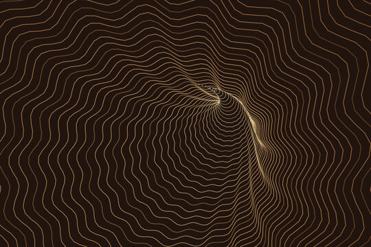 Golden spiral tunnel lines converging into a bright focal point convergence
