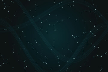 Geometric light trails on dark cosmic background, light trails dark blue starfield © Solaiman77