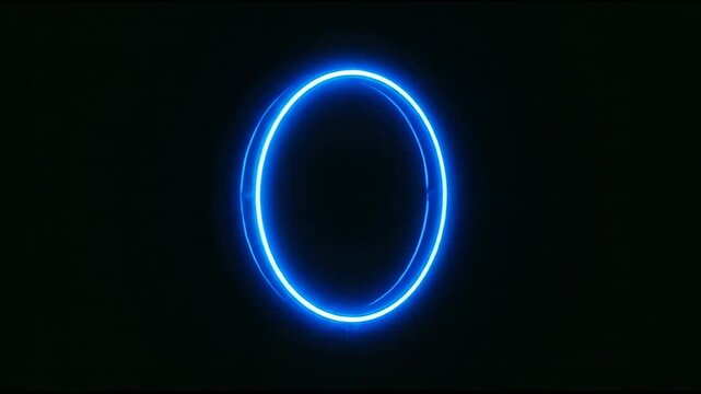 Glowing blue neon circle frame on black background