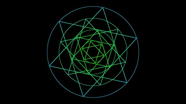 Minimalist Sacred Geometry With Concentric Circles and Hexagrams in Rainbow Gradient