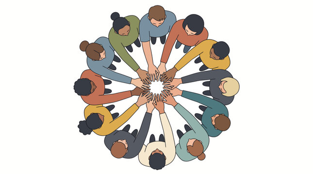 Diverse people, multicultural team, group of friends, unity concept, vector illustration