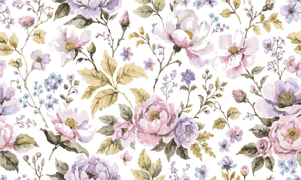 Romantic Watercolor Botanical Flower Collection.