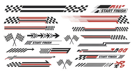 Collection of Racing Stripes and Chequered Flags Graphics. © DOG2