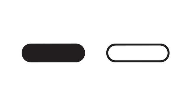 black silhouette with line art vector icon of a minus sign featuring subtraction, symbol