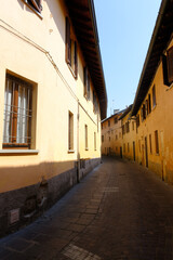 Fototapeta premium Historic buildings at Inzago, Milan, Italy, along via Ferrario-Balconi