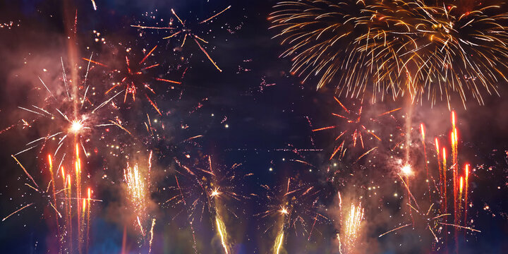 happy new year, new year's eve, silvester, new years eve, sparklers celebration greeting card, new year card - firework fireworks pyrotechnic, blue night sky background