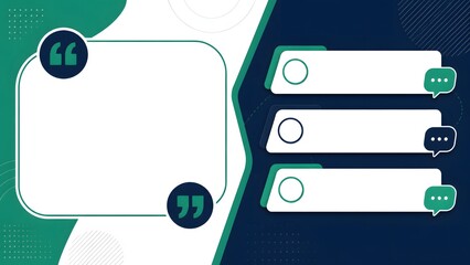Obraz premium Modern corporate quote layout with dark blue and green color scheme.