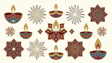Traditional decorative oil lamps and fireworks with floral patterns © tuty