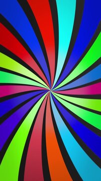 Mesmerizing vertical color wheel animation radiates vibrant neon hues in hypnotic rotating spiral. Ideal for tech intros, digital transitions, and modern branding with dynamic kinetic energy.