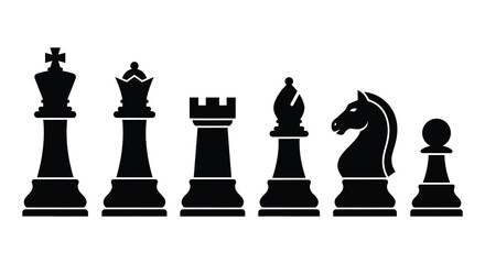 Chess Pieces Silhouette On White Background Vector Illustration © MdNirob