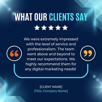 Testimonial quote, client review, digital marketing, customer feedback, testimonial template