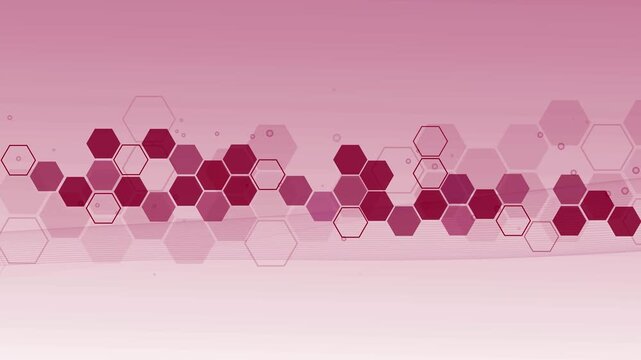 Hexagon tech background animated, Abstract background with horizontal band of dark hexagons and outlined hex shapes animation