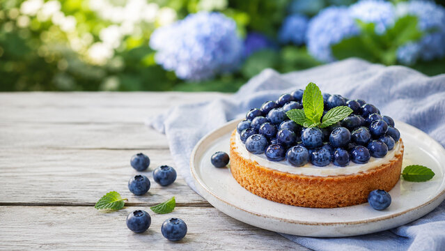 Blueberry Summer Dessert on Patio Table