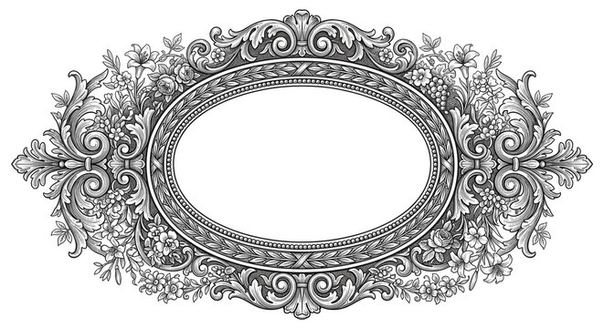 vintage oval frame in a white background.