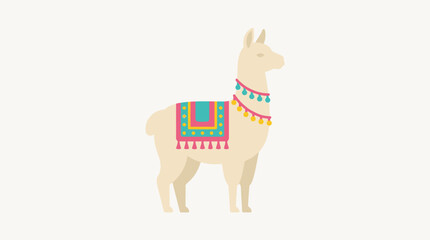 Fototapeta premium A colorful llama with decorative accessories.