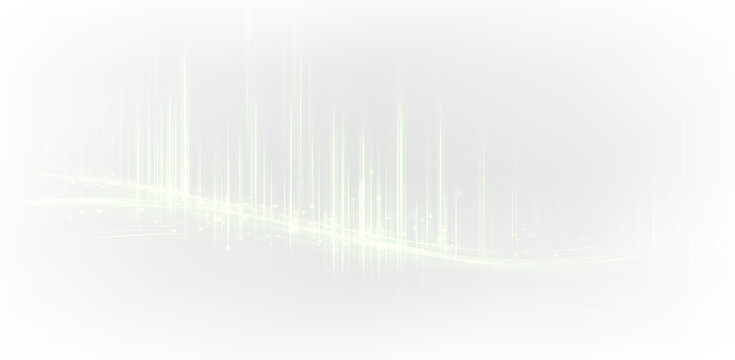 Curved green neon lines with glowing sparkle PNG