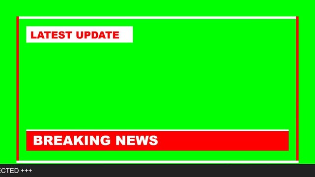 Breaking News Graphics Overlay with Latest Update Header and Scrolling Ticker on Green Screen