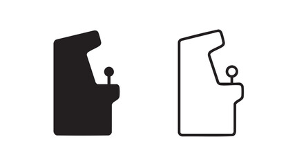 arcade game cabinet with joystick and buttons, black and white illustration © Shamsul