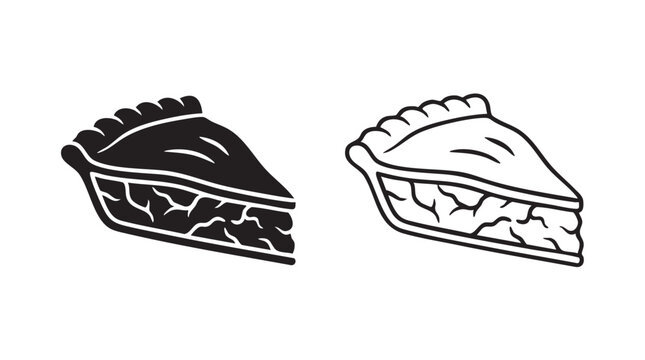 pie slices with crust details in black and white featuring slice, dessert, baked
