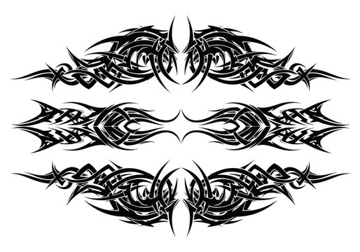 Tribal Tattoo Design Elements Black and White.