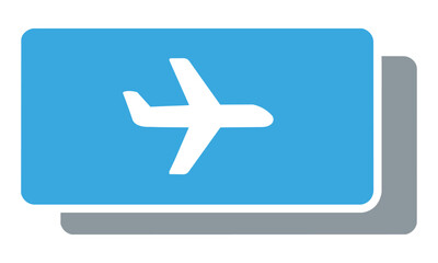 Fototapeta premium Minimalist boarding pass icon with airplane silhouette on white background for travel and aviation concept