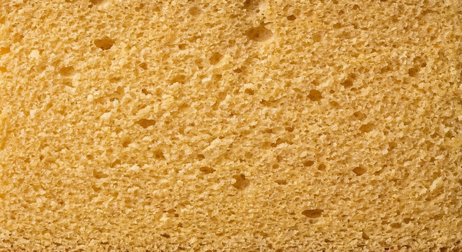 Extreme macro texture of golden yellow sponge cake crumb