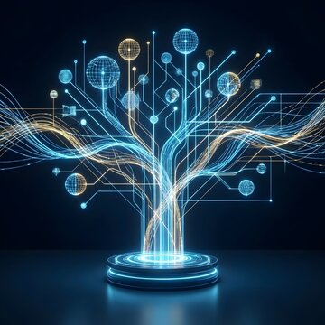 Conceptual Visualization represents artificial intelligence, artificial intelligence abstract background, Futuristic cityscape with glowing lines