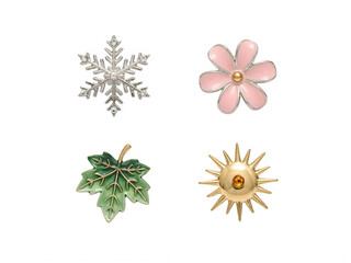 Fototapeta premium Decorative floral and plant illustrations in watercolor style