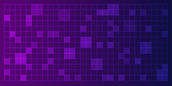 Grid hud background for tech game Digital and ai science screen. Cross spaceship for purple fui star lights pattern and interface military 3d. Grid pixel split for tech blueprint game line mesh.