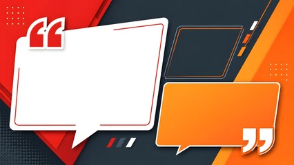 Fototapeta premium Vibrant red and orange quote frame template with geometric structure.
