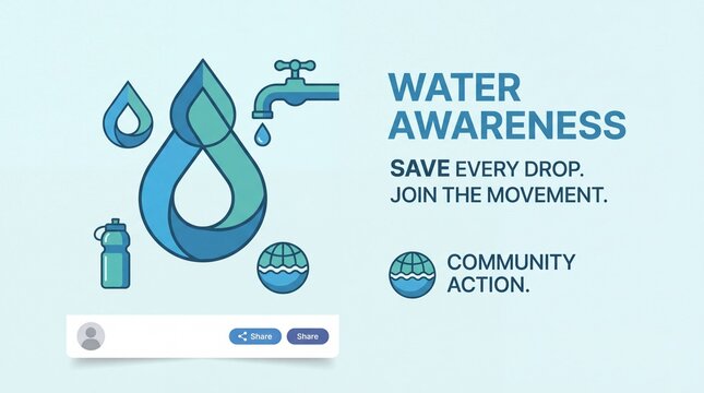 Water Awareness Campaign Save Every Drop Concept