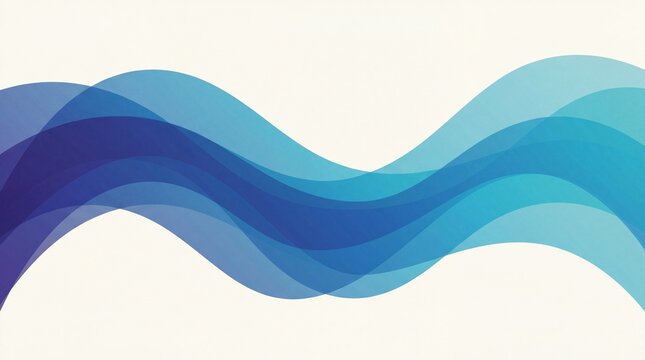 Abstract blue wavy lines on white background, modern fluid design element