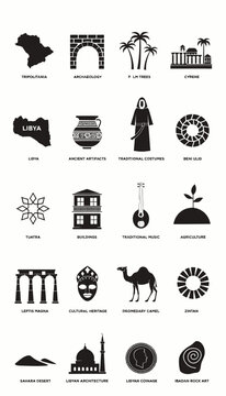 Montage of North African cultural and historical icons