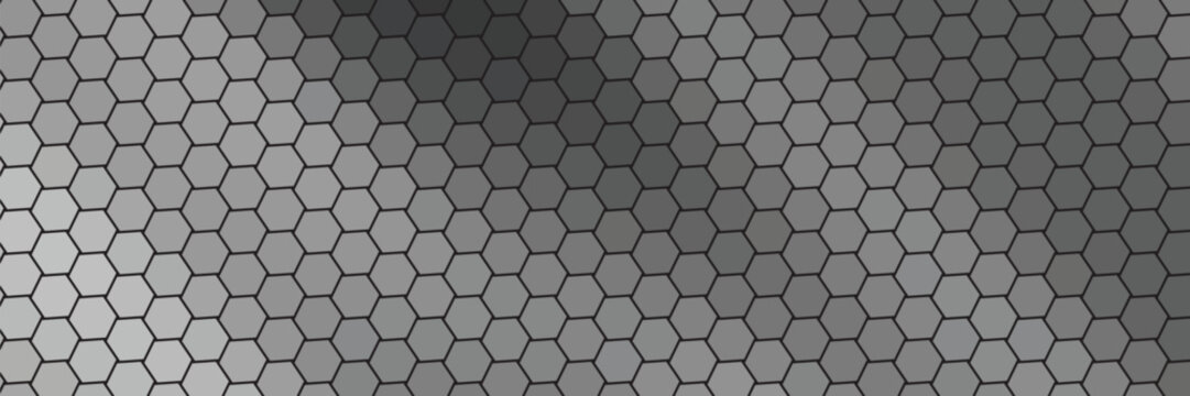 Gray metallic hexagonal honeycomb industrial background